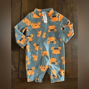 Carter's Orange Crab Print Footie